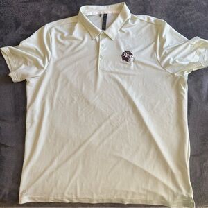 Adidas Men's Striped Polo Shirt with Texas A&M Football Helmet Embroidered Logo